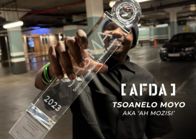 Back to back awards for AFDA alumnus Tsoanelo Moyo aka ‘Ah Mozisi’ @tsoanieskits at SA Social Media Awards